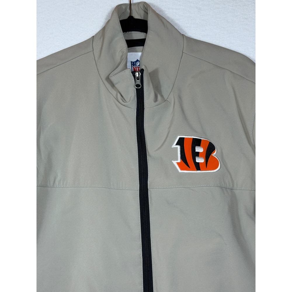 Cincinnati Bengals NFL Jacket Mens Large Tan Black Full Zip NFL Shield‎ Logo